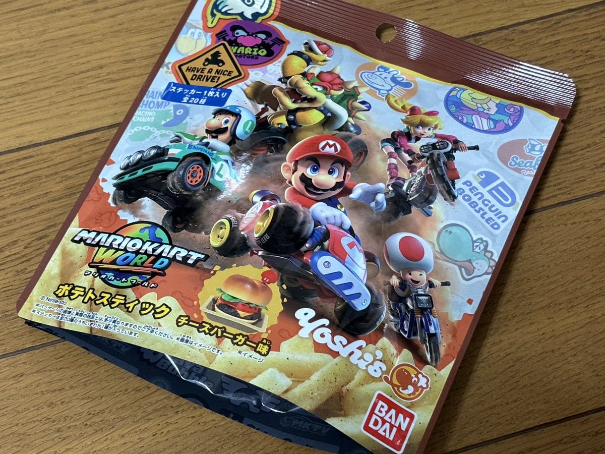 マリオカート ワールド ステッカーつきポテトスティック チーズバーガー味